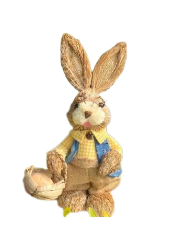 35cm Handmade Straw Rabbit Straw Bunny for Easter Day Artificial Animal Home Furnishing Shop Decoration