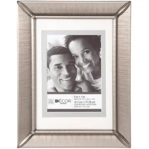 All Things You™ Pewter Picture Frame w/Matting & Etched Design: 5x7 to 3.5x5