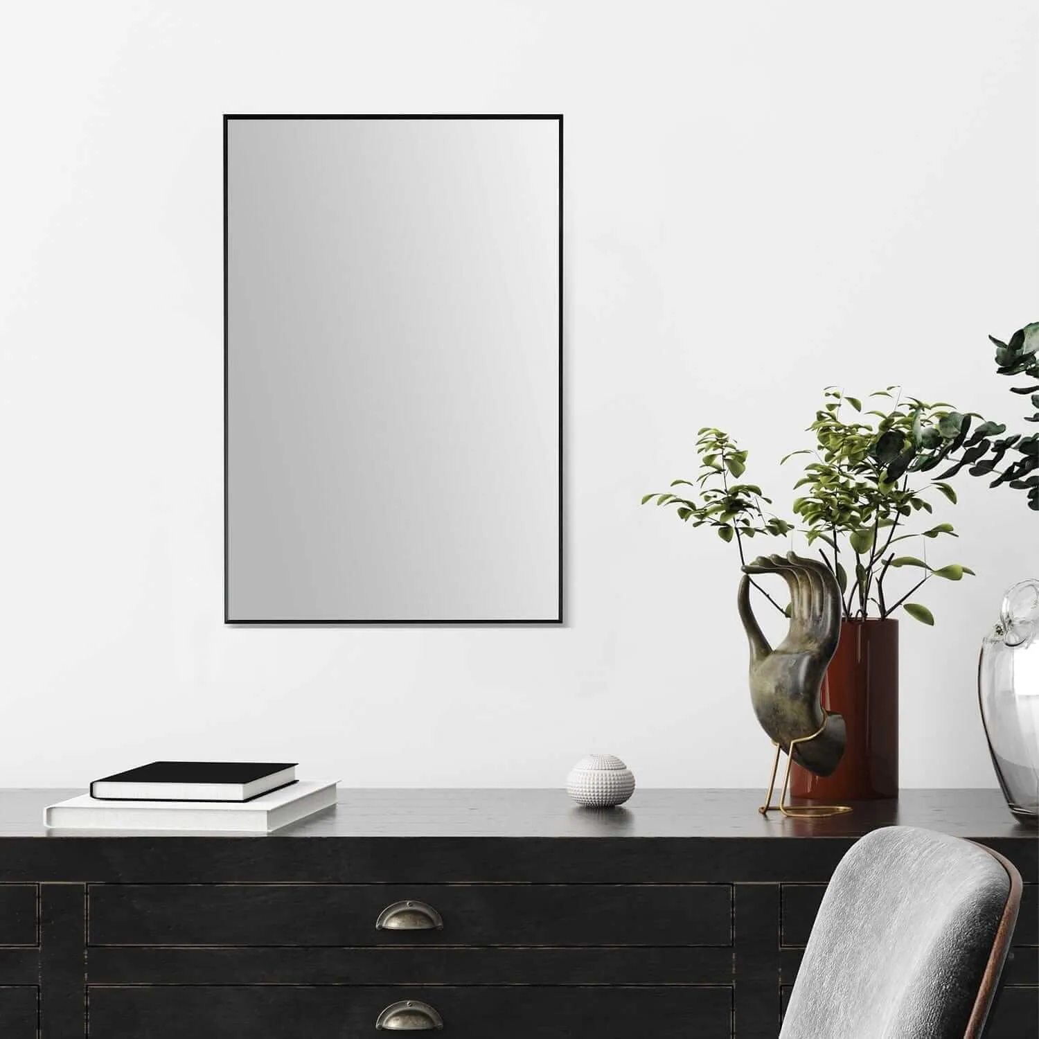 Altair Sassi 24" Rectangle Bathroom Vanity Aluminum Framed Wall Mirror