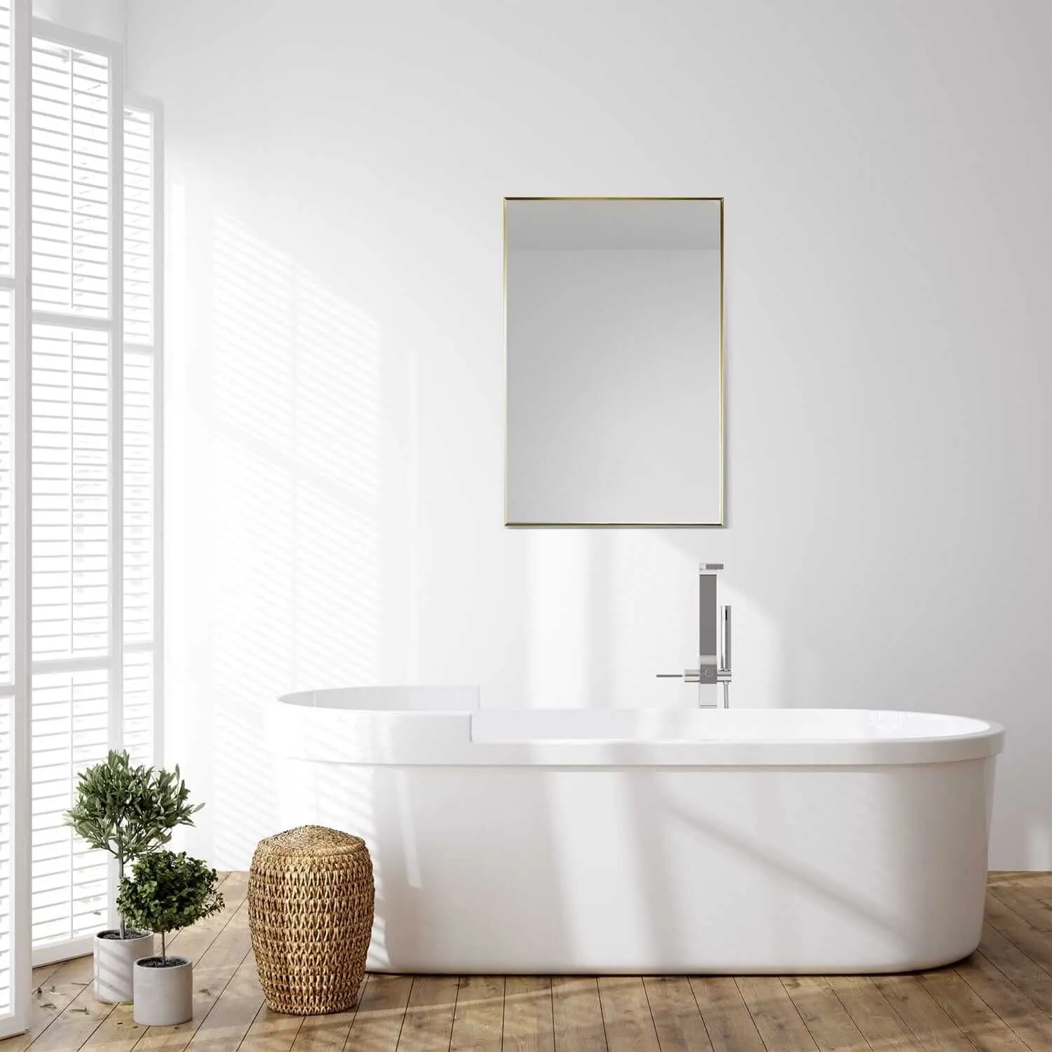 Altair Sassi 24" Rectangle Bathroom Vanity Aluminum Framed Wall Mirror