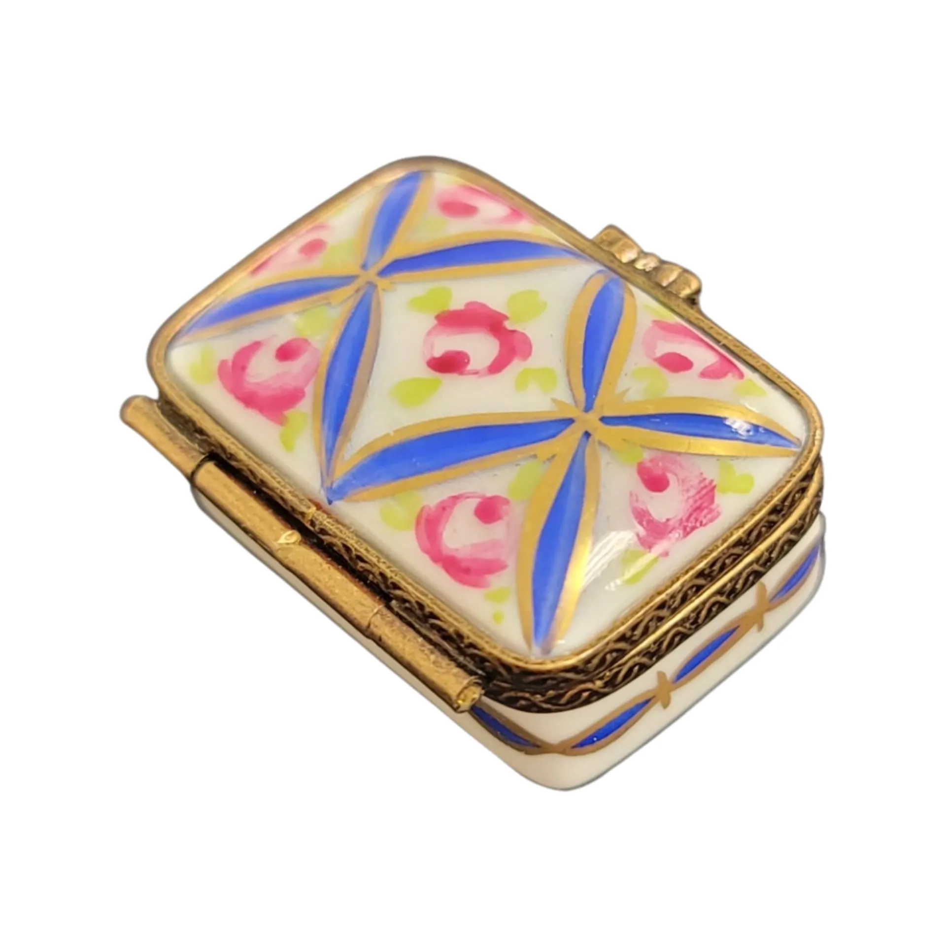 Blue Rectangle Flowers Pill