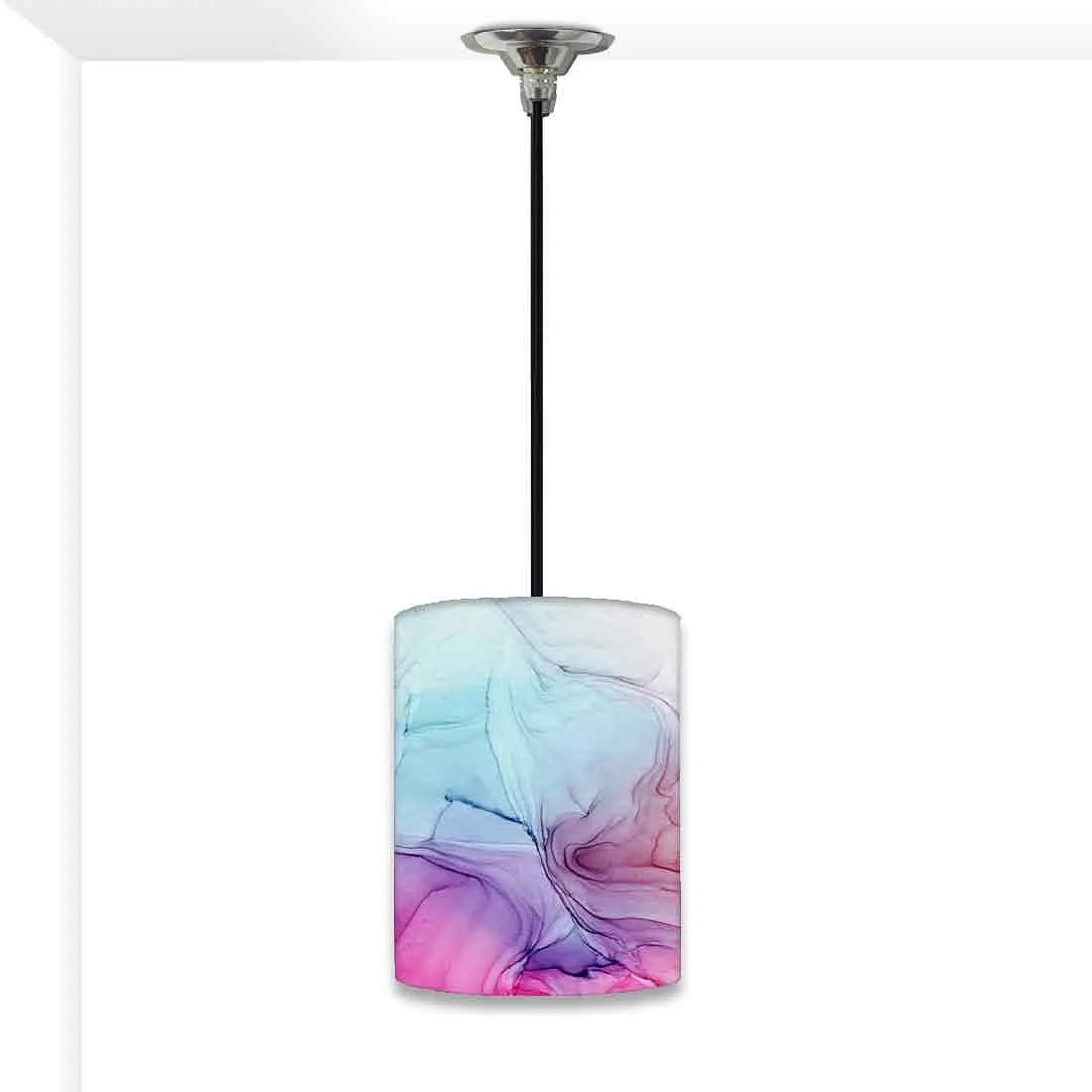 Ceiling Hanging Pendant Lamp Shade - Pink Blue Ink Watercolor