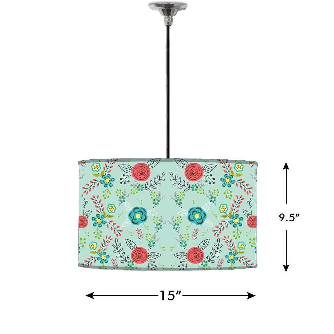 Ceiling Lamp Hanging Drum Lampshade - Floral Branches Spring Collection