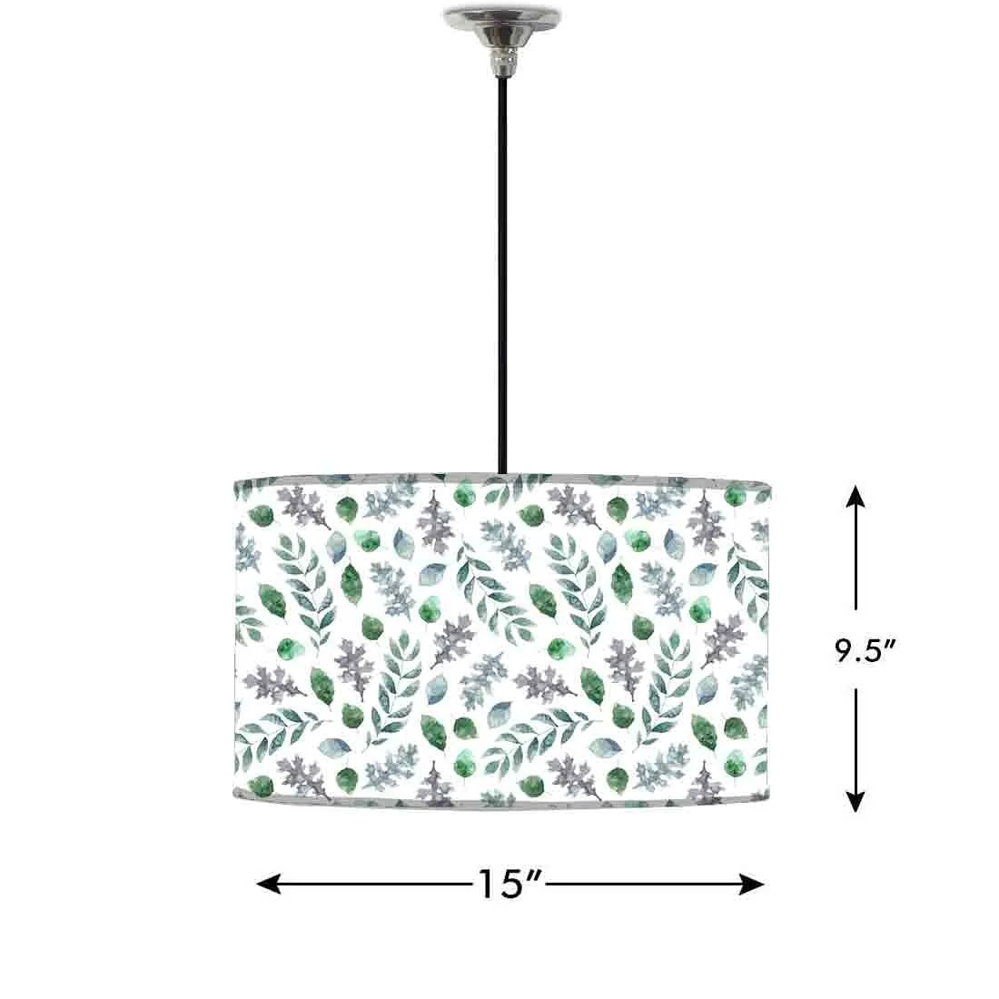 Ceiling Lamp Hanging Drum Lampshade - Green Leaf