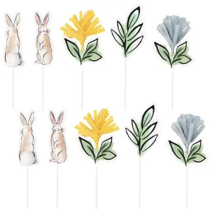 Dainty Easter Assorted Cake Topper Food Pick Decoration Set, 10 Count