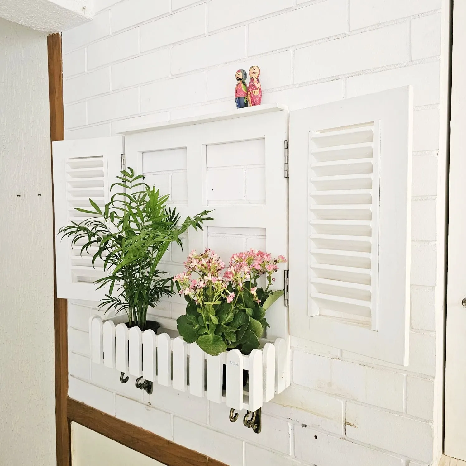 Faux Wooden Window Frame  - For Wall Decor - Large Wall Plant Stand Window planters for Balcony (Blinds)