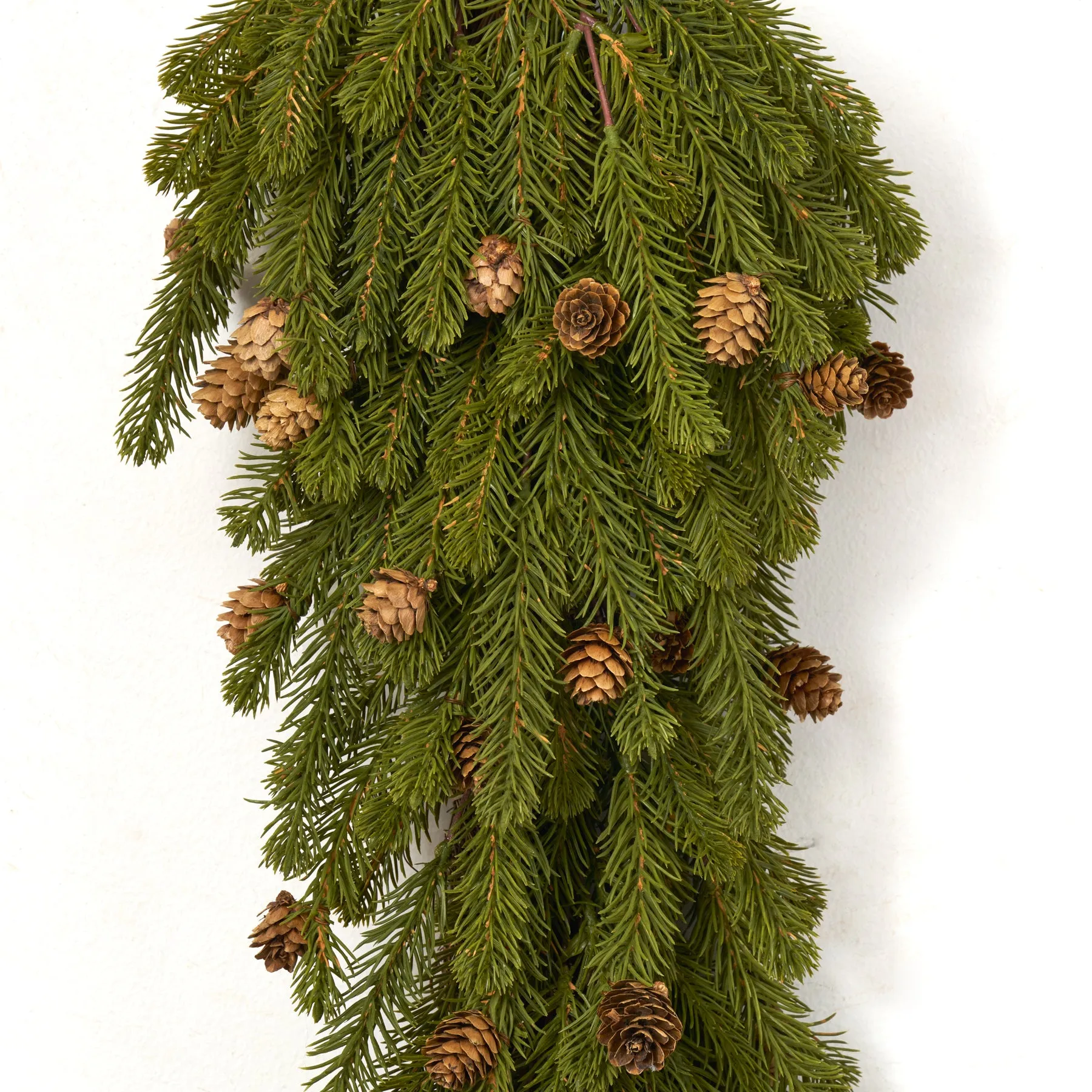 Green Spruce & Miniature Pinecone Hanging Jute Wrapped Fall Swag