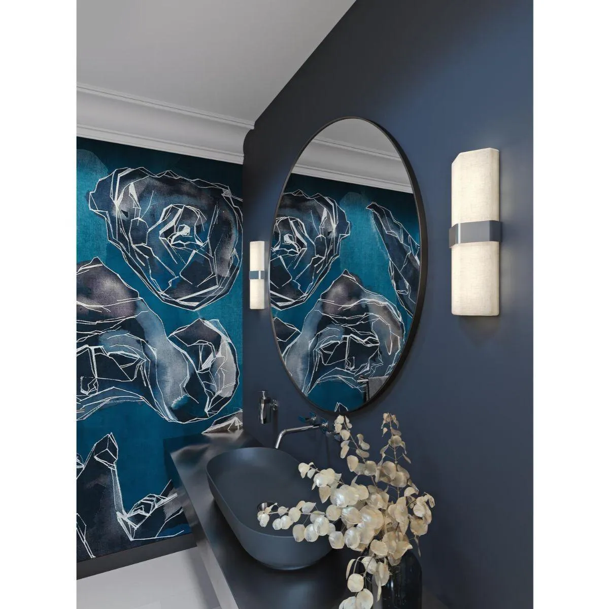 Naples 16 in. LED Wall Light Satin Nickel Finish White Shade