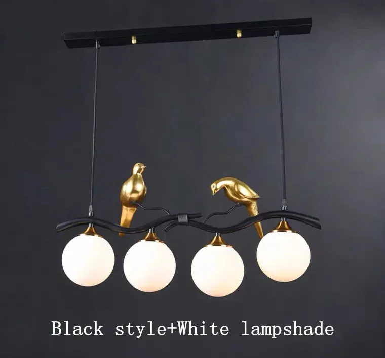 "Mansion Glass Pendant Lights: Creative Bird 4 Head LED Suspension Lamps"