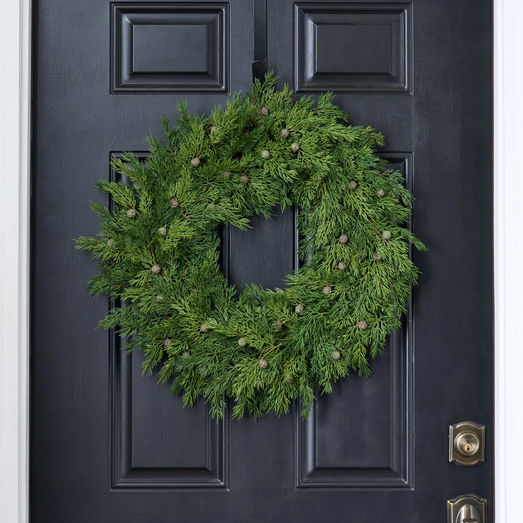 Real Touch Winter Greenery Seeding Juniper Berry Large Front Door Wreath