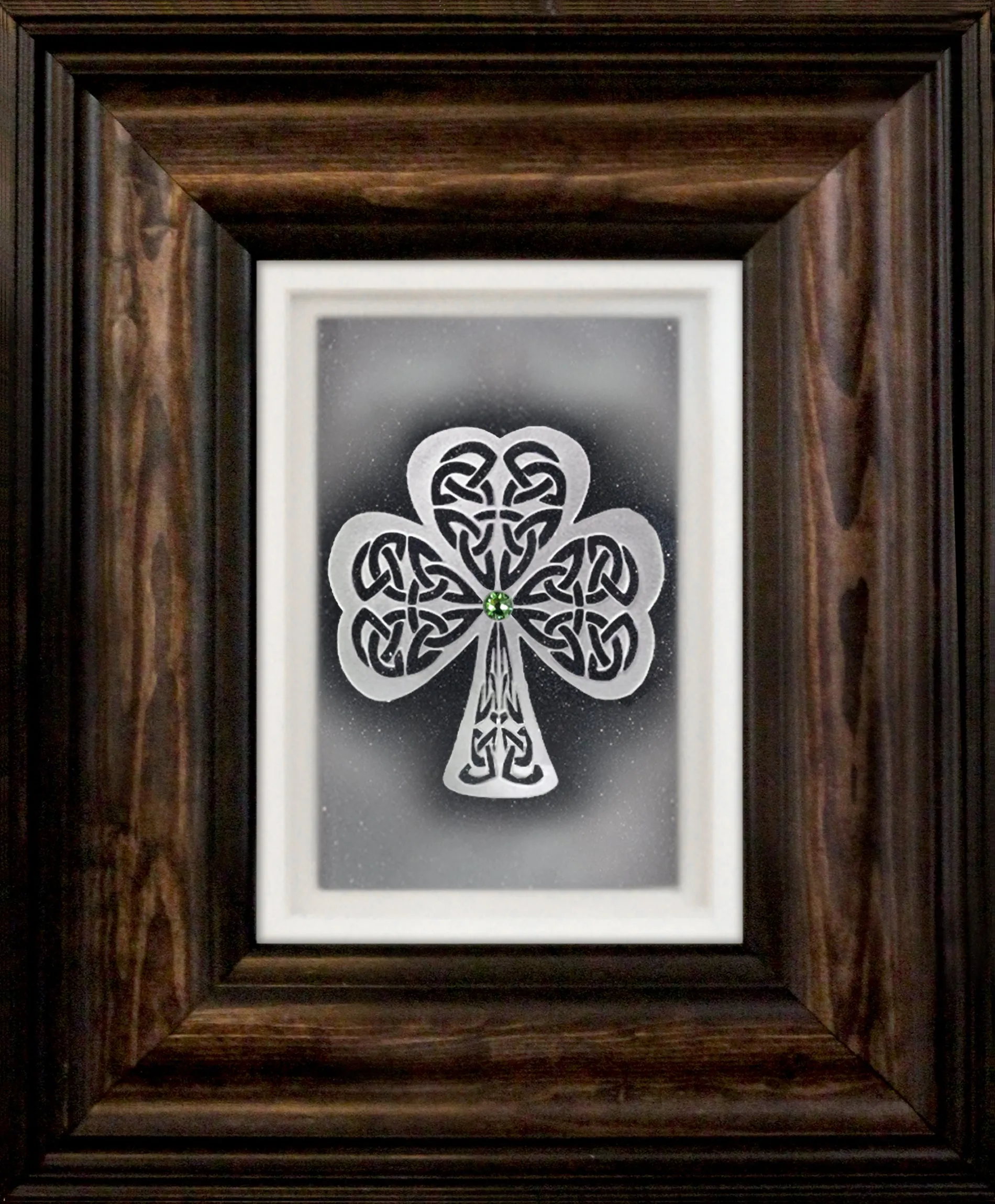 Shamrock — Framed Hand-Carved Fine Art Glass