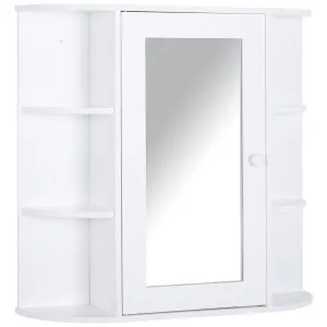 Wall Mounted Bathroom Cabinet with Mirror Single Door Storage Organizer 2-tier Inner Shelves White