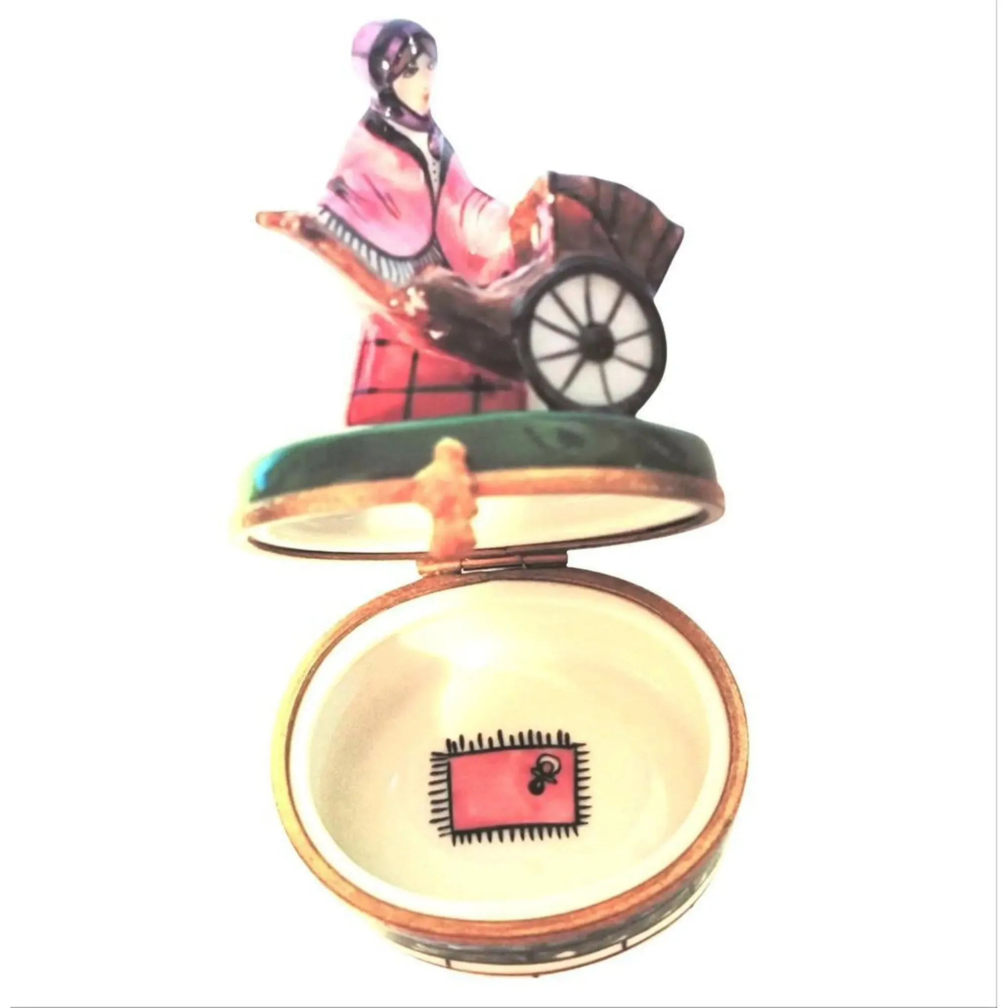 Woman w Baby Carriage Rickshaw Stroller